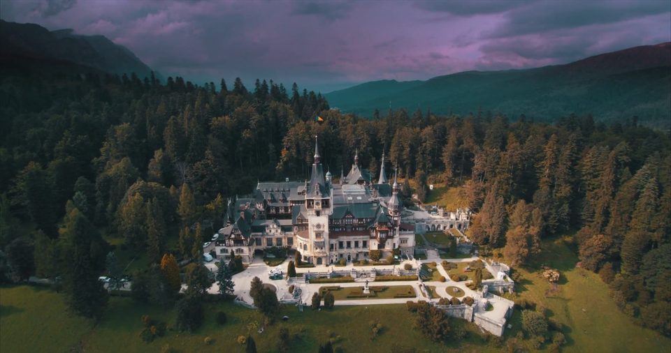 Peleș Castle, filmed by drone